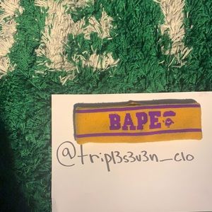 BAPE Logo Headband- yellow/purple Sz-OS
